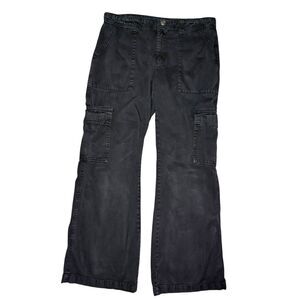 Aeropostale Women’s 10 Low Rise Flare Utility Cargo Pants Black Y2K